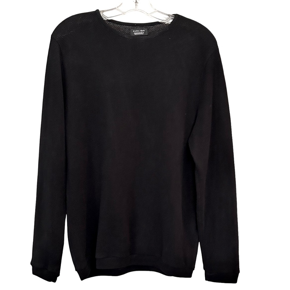 ZARA Man Crew Neck Long Sleeve Lightweight Light Weave Top M